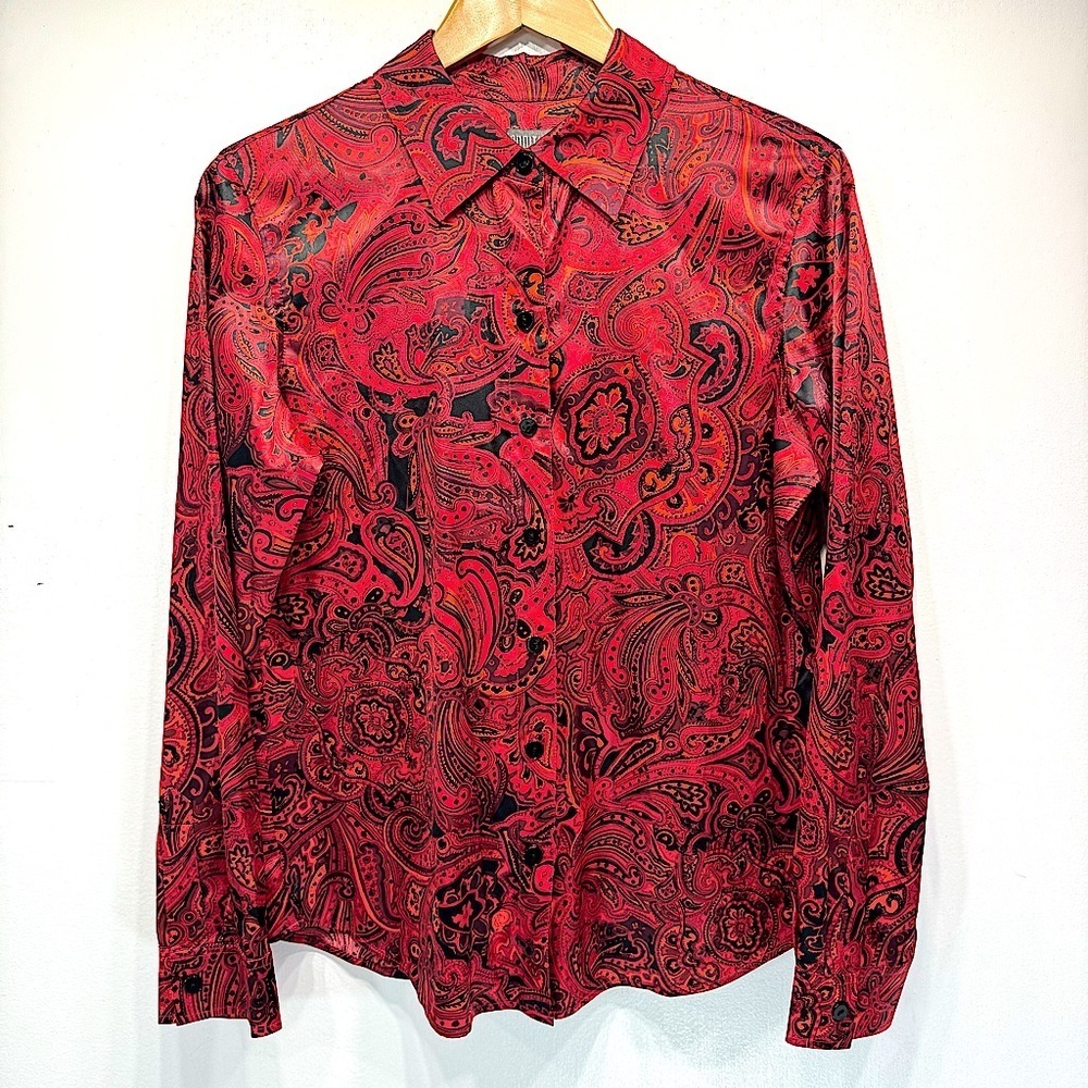 Chico's Red Paisley Button Down Shirt